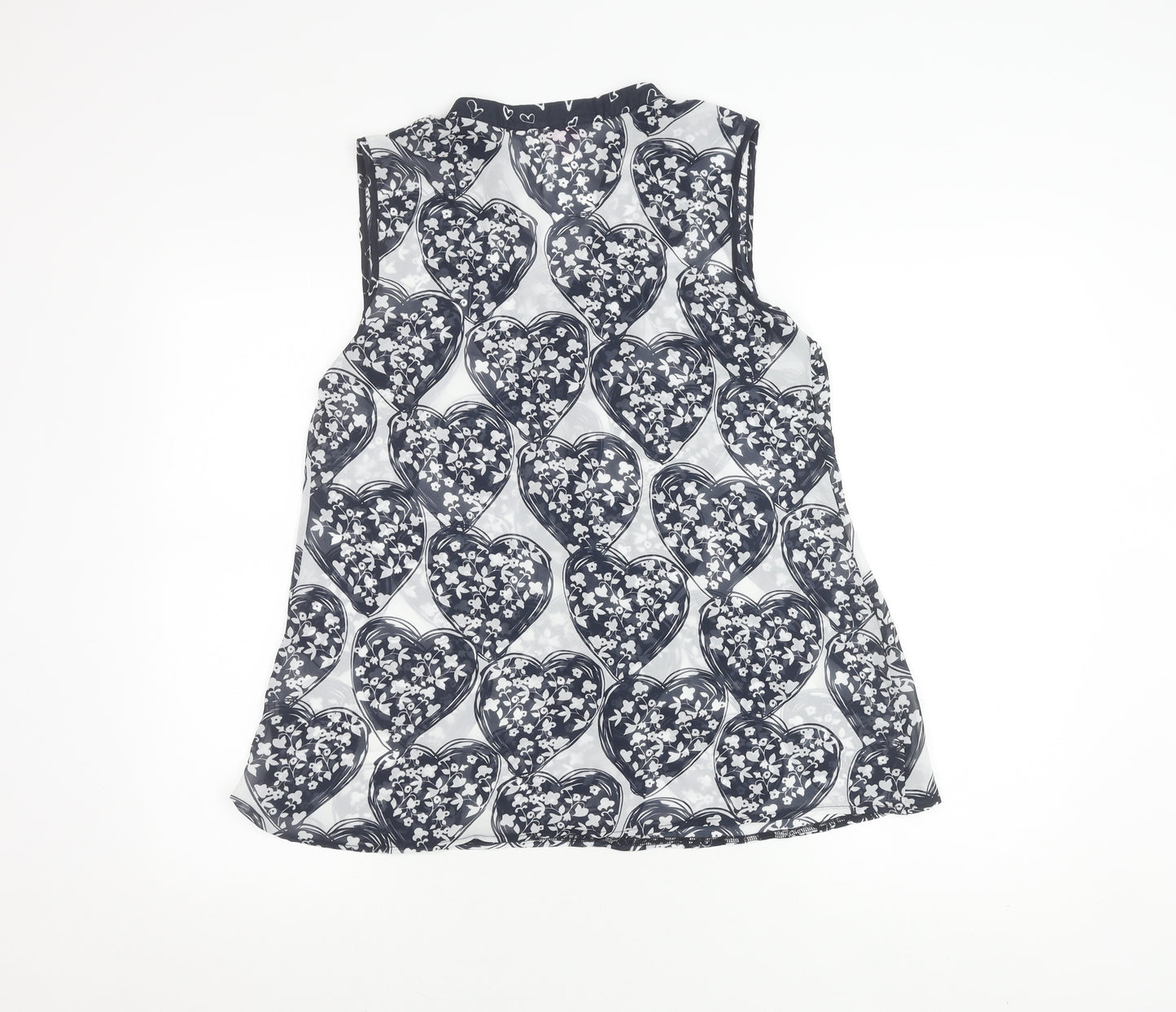 M&S Womens Black Heart Floral Sleeveless Blouse Size 12