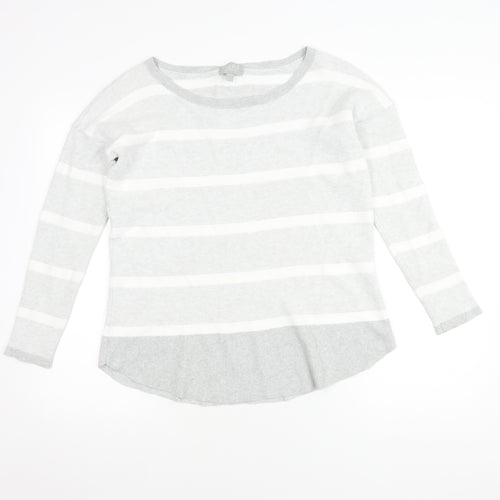 Pure Collection Women's Grey Striped Pullover Jumper Size 12
