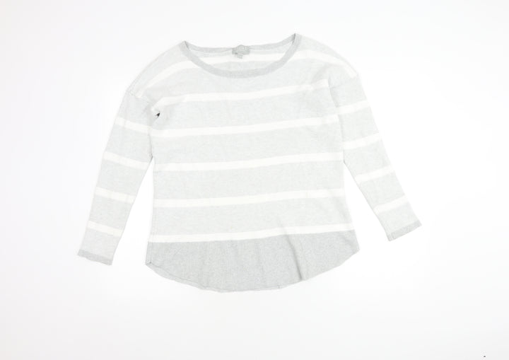Pure Collection Women's Grey Striped Pullover Jumper Size 12