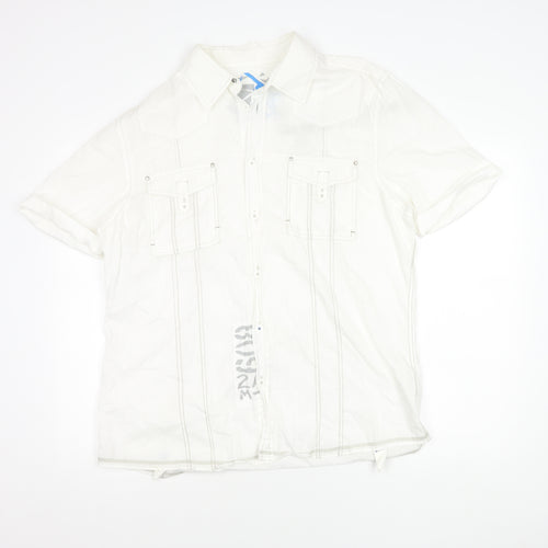 River Island Men's White XL Short Sleeve Shirt