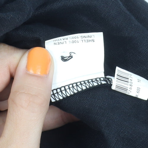 Dissh Women’s Black Linen Puff Sleeve Dress Size 10