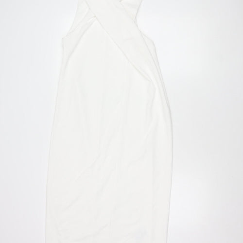 ZARA Women's Ivory Midi Sheath Dress, L, Party/Cocktail