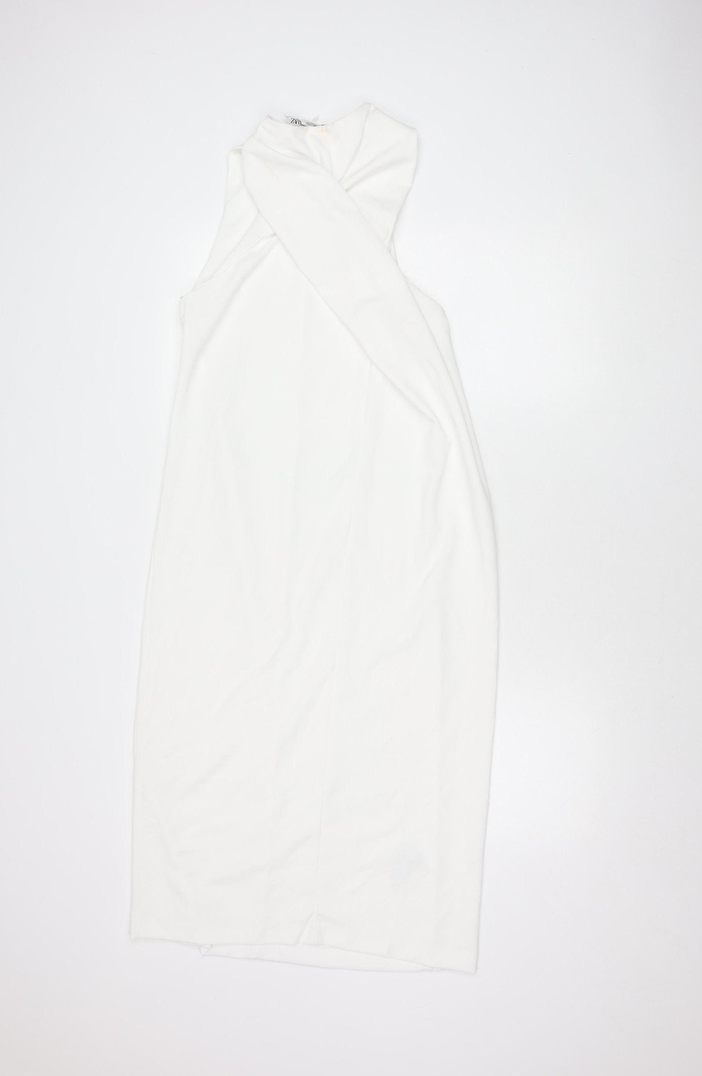 ZARA Women's Ivory Midi Sheath Dress, L, Party/Cocktail