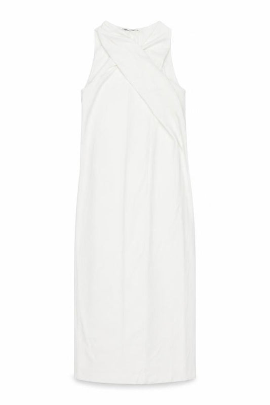 Zara Women's Ivory Midi Sheath Dress, L, Party/Cocktail
