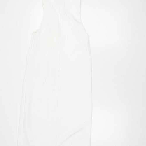 ZARA Women's Ivory Midi Sheath Dress, L, Party/Cocktail