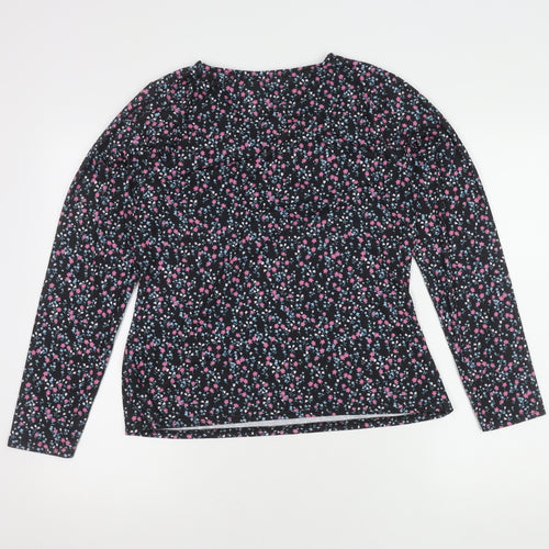 Oasis Women's Black Floral V-Neck Long Sleeve Top