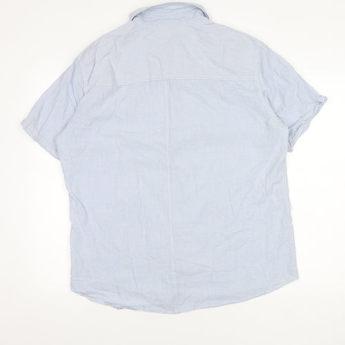 Next Men's Blue XL Short Sleeve Cotton Shirt
