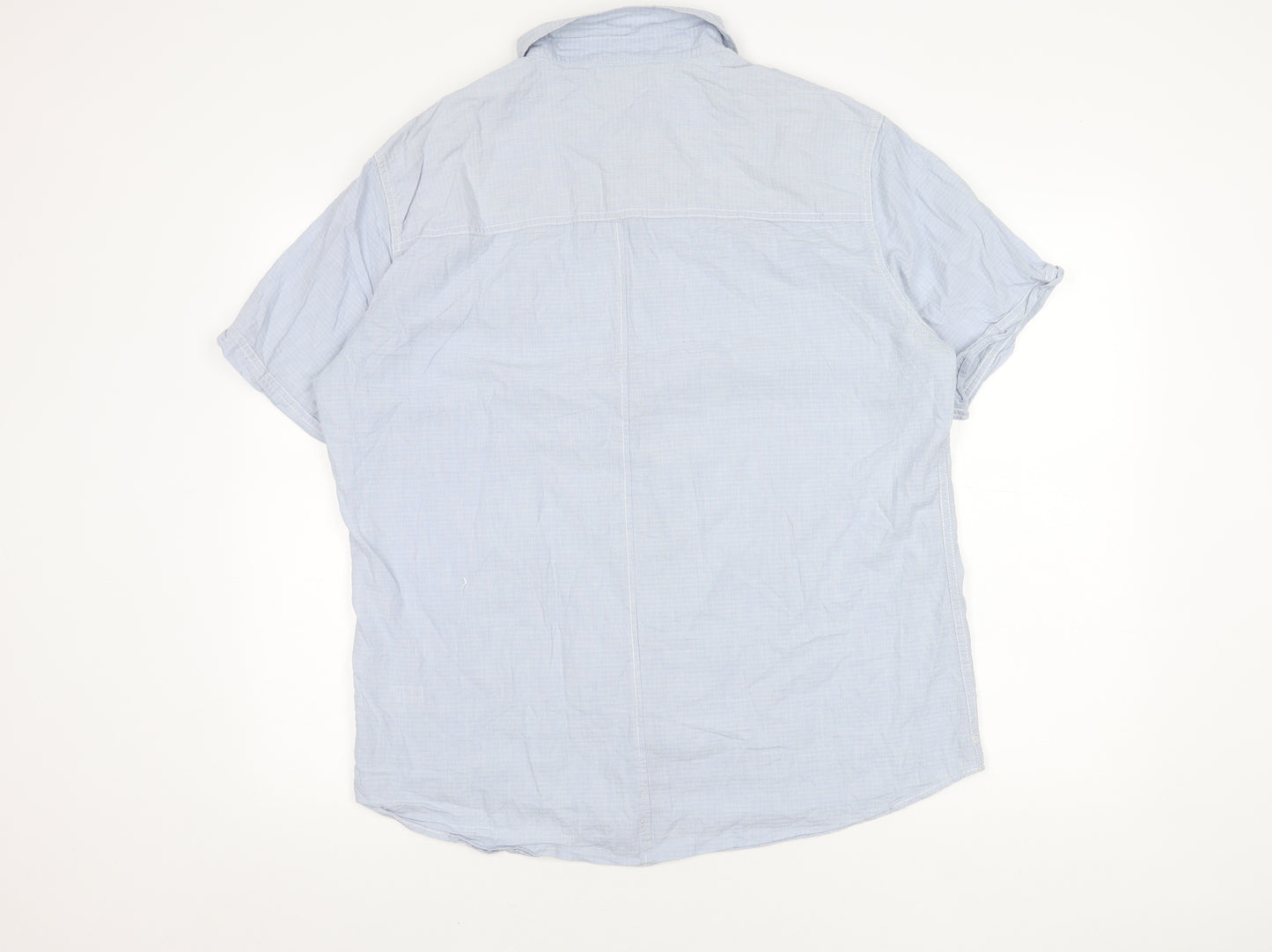 Next Men's Blue XL Short Sleeve Cotton Shirt