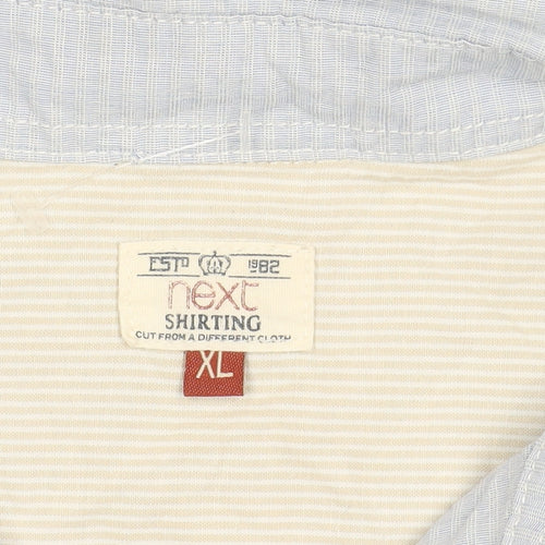 Next Men's Blue XL Short Sleeve Cotton Shirt