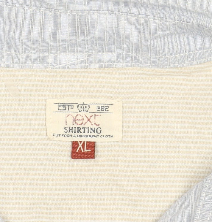 Next Men's Blue XL Short Sleeve Cotton Shirt