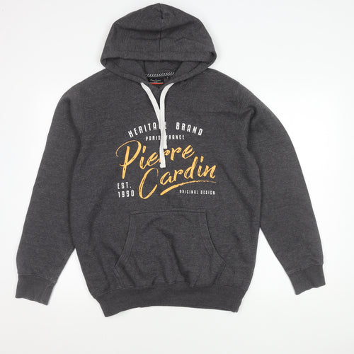 Pierre Cardin Men's Grey Small Pullover Hoodie