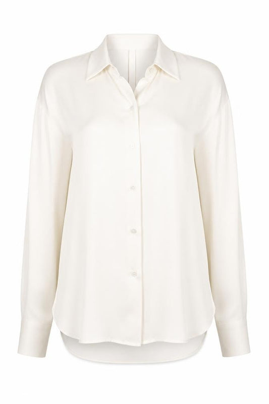 Front view of Zara Women's Ivory Button-Up Shirt, size 14