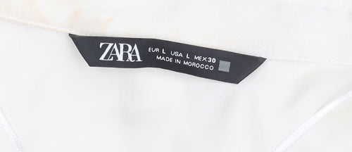 Zara Women's Ivory Button-Up Shirt Size 14