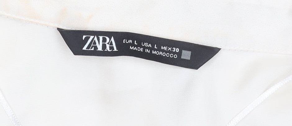 Zara Women's Ivory Button-Up Shirt Size 14