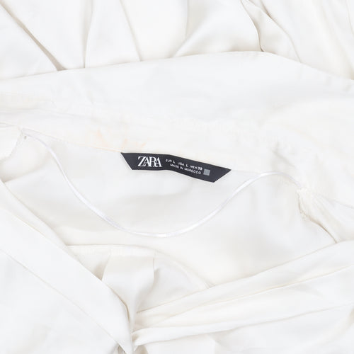 Zara Women's Ivory Button-Up Shirt Size 14