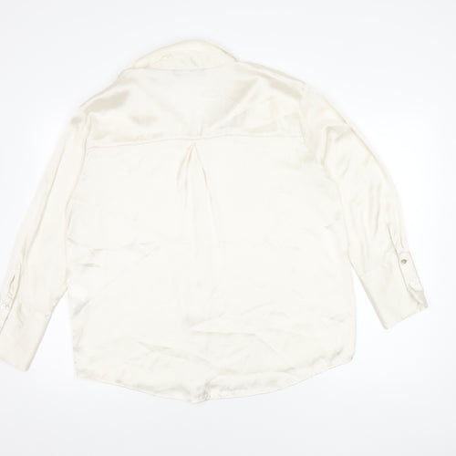 Zara Women's Ivory Button-Up Shirt Size 14