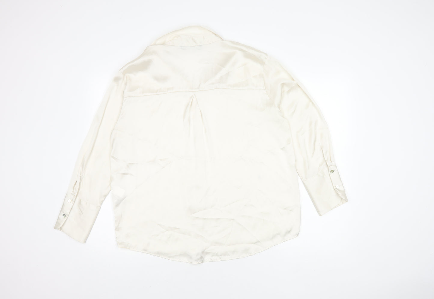 Zara Women's Ivory Button-Up Shirt Size 14