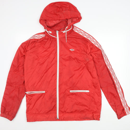 Umbro Men's Red Windbreaker Jacket Size L