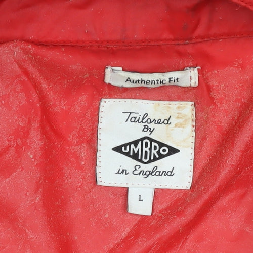 Umbro Men's Red Windbreaker Jacket Size L