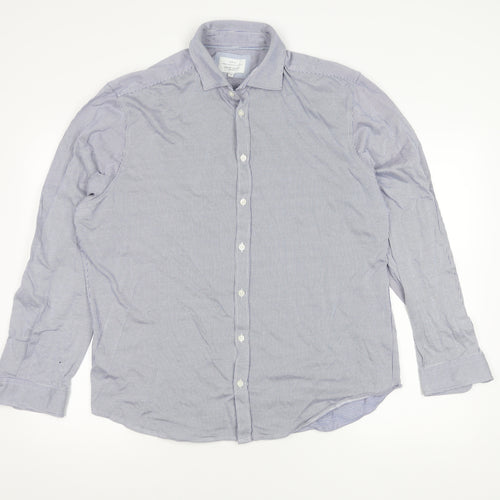 John Lewis Men's Blue Striped Slim Fit Shirt XL