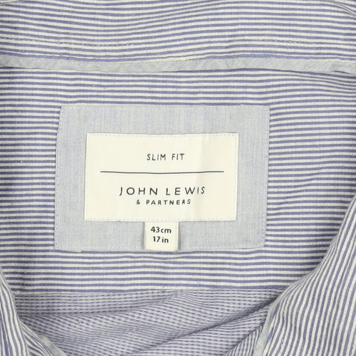 John Lewis Men's Blue Striped Slim Fit Shirt XL