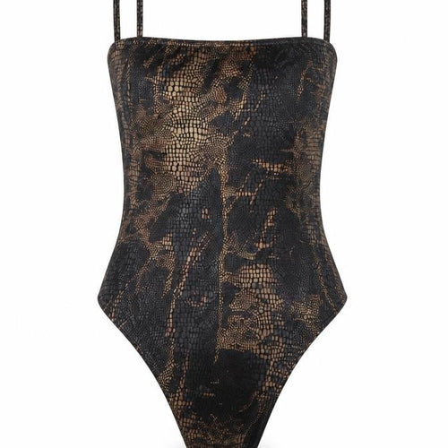 boohoo Black Animal Print Bodysuit - Women Size 8