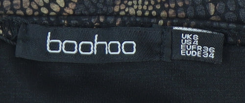 boohoo Black Animal Print Bodysuit - Women Size 8