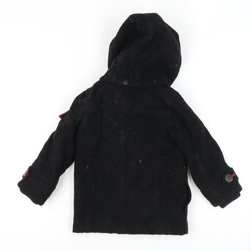 Baker Boys Black Pea Coat, 5 Years, Hooded, Double-Breasted