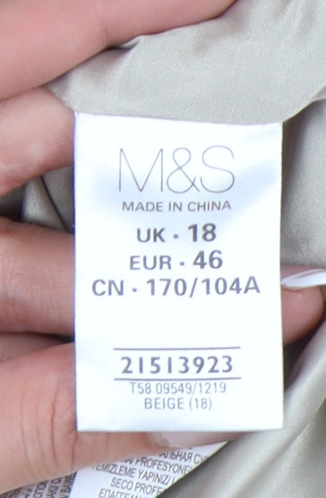 Marks and Spencer Women Beige Mid-Length Coat Size 18