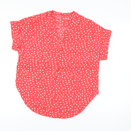 Marks and Spencer Women's Red Polka Dot Top Size 8