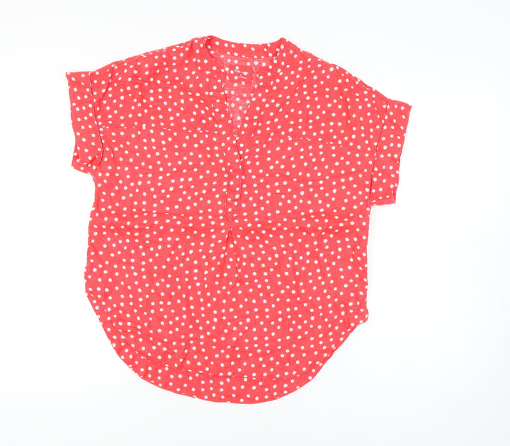 Marks and Spencer Women's Red Polka Dot Top Size 8