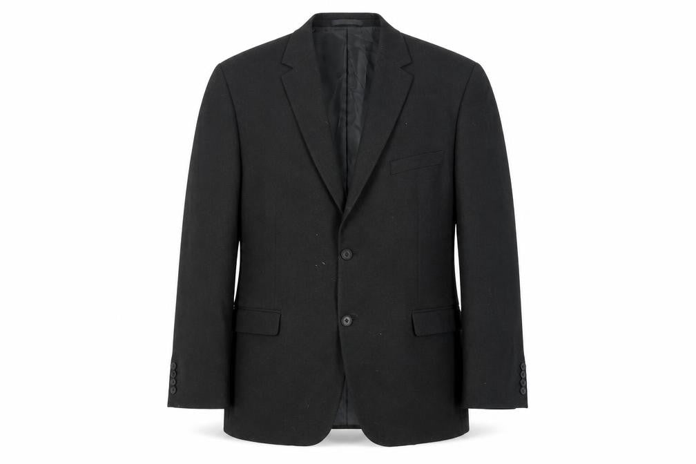 Front view of Greenwoods Men's Black Blazer, size 46, Regular Fit