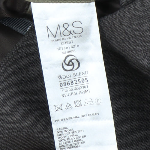 Marks and Spencer Men's Grey Blazer Jacket 42 Regular Fit