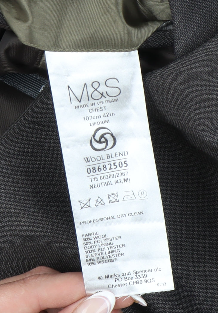 Marks and Spencer Men's Grey Blazer Jacket 42 Regular Fit