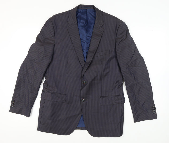 Sarar Men's Blue Suit Jacket, Size 42, Single-Breasted