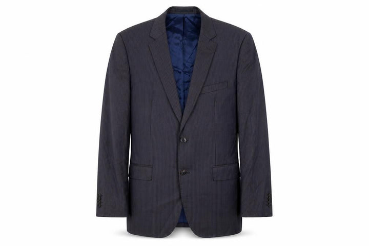 Front view of Sarar Men's Blue Suit Jacket, size 42, Single-Breasted