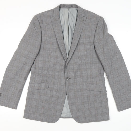 Limehaus Men's Grey Check Long Blazer Size 42
