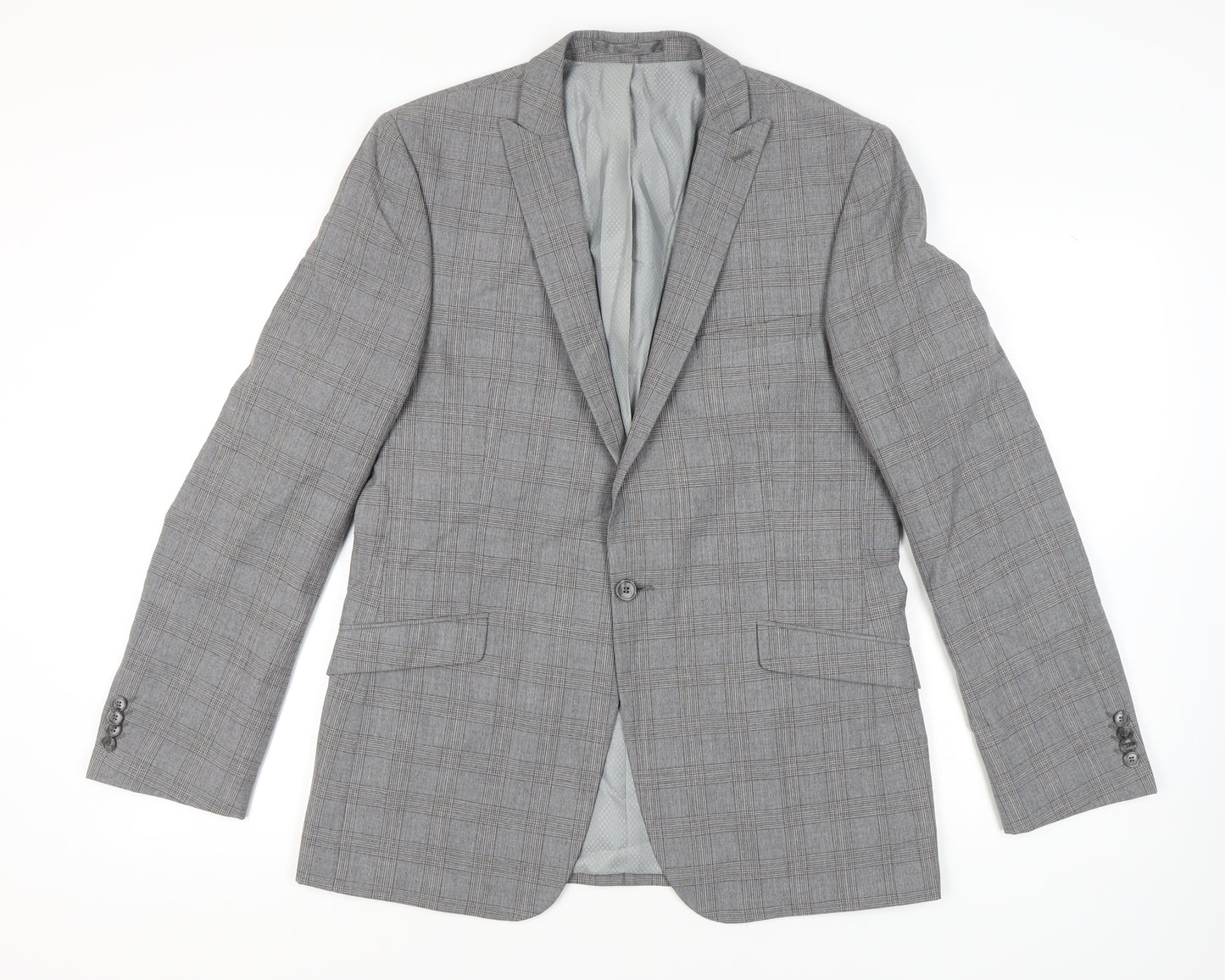Limehaus Men's Grey Check Long Blazer Size 42
