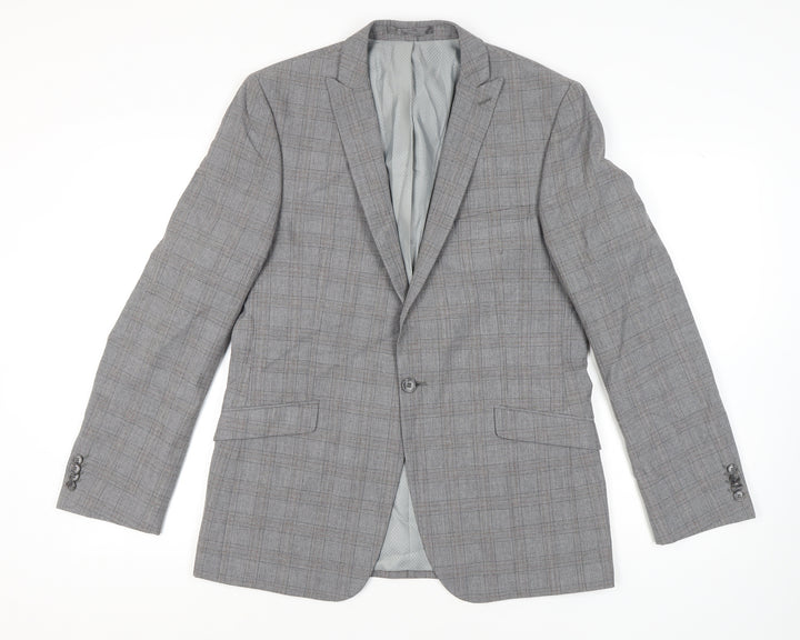 Limehaus Men's Grey Check Long Blazer Size 42