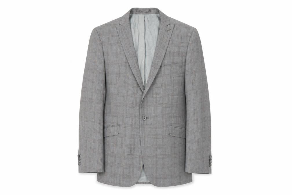 Limehaus Men's Grey Check Long Blazer Size 42