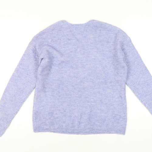 ONLY Women's Blue V-Neck Pullover Jumper S