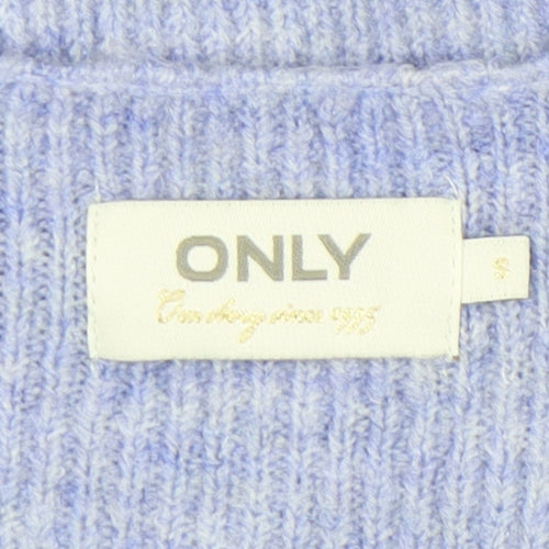 ONLY Women's Blue V-Neck Pullover Jumper S