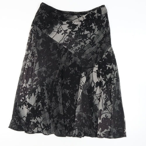 Marks and Spencer Women's Black Floral Knee-Length Skirt, Size 14