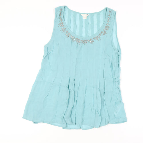 Monsoon Women's Blue Beaded Tank Top, Size 12