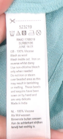 Monsoon Women's Blue Beaded Tank Top, Size 12