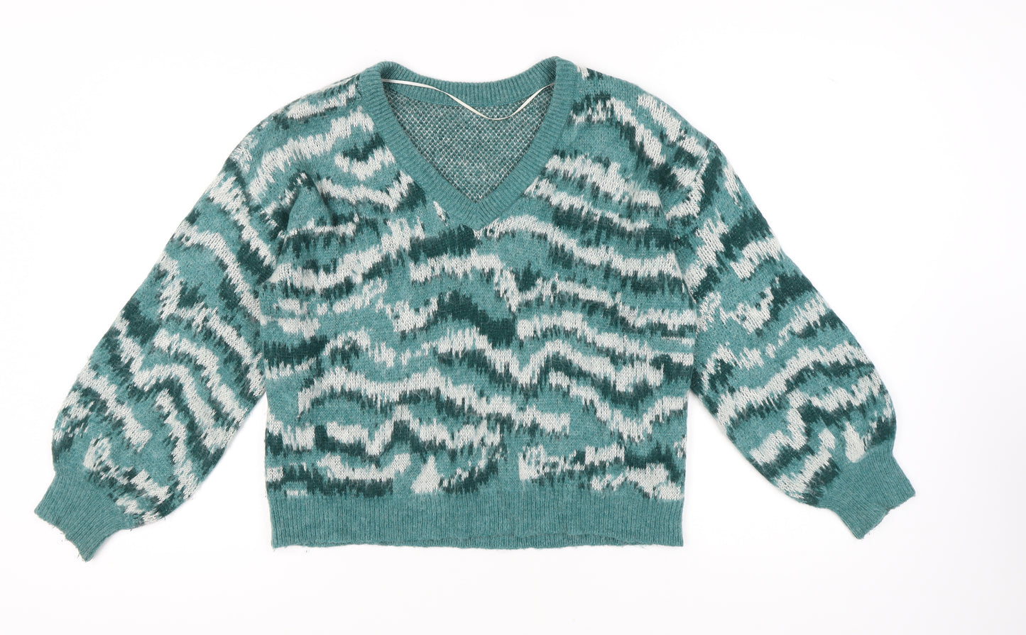 VILA Women's Green V-Neck Pullover Jumper Size 8