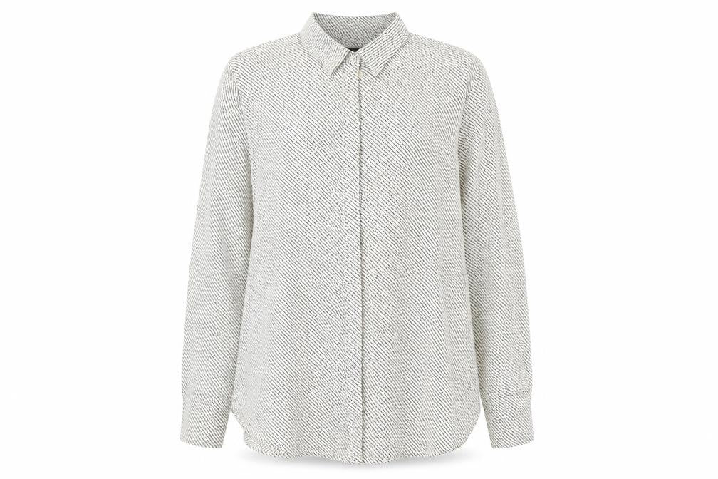 Front view of Autograph Women's Black Cotton Blend Button-Up Shirt