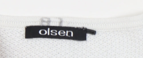 Olsen Women's White Striped Pullover Jumper Size 12
