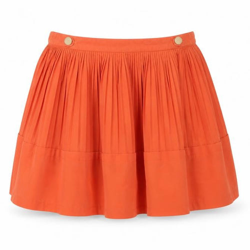 Reiss Women's Orange Pleated Skirt, Size 14 - Casual Chic