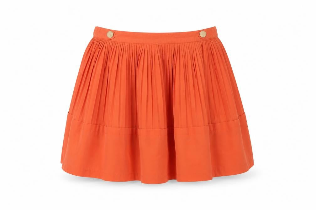 Reiss Women's Orange Pleated Skirt, Size 14 - Casual Chic